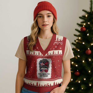 Lakota And American Pride V-Neck Knit Sweater Vest Im Both Of Them Oglala Native Heritage