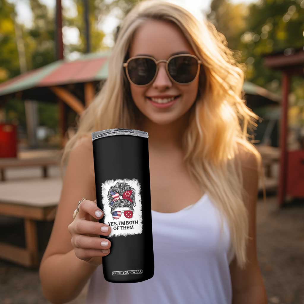 Lakota And American Pride Skinny Tumbler Im Both Of Them Oglala Native Heritage
