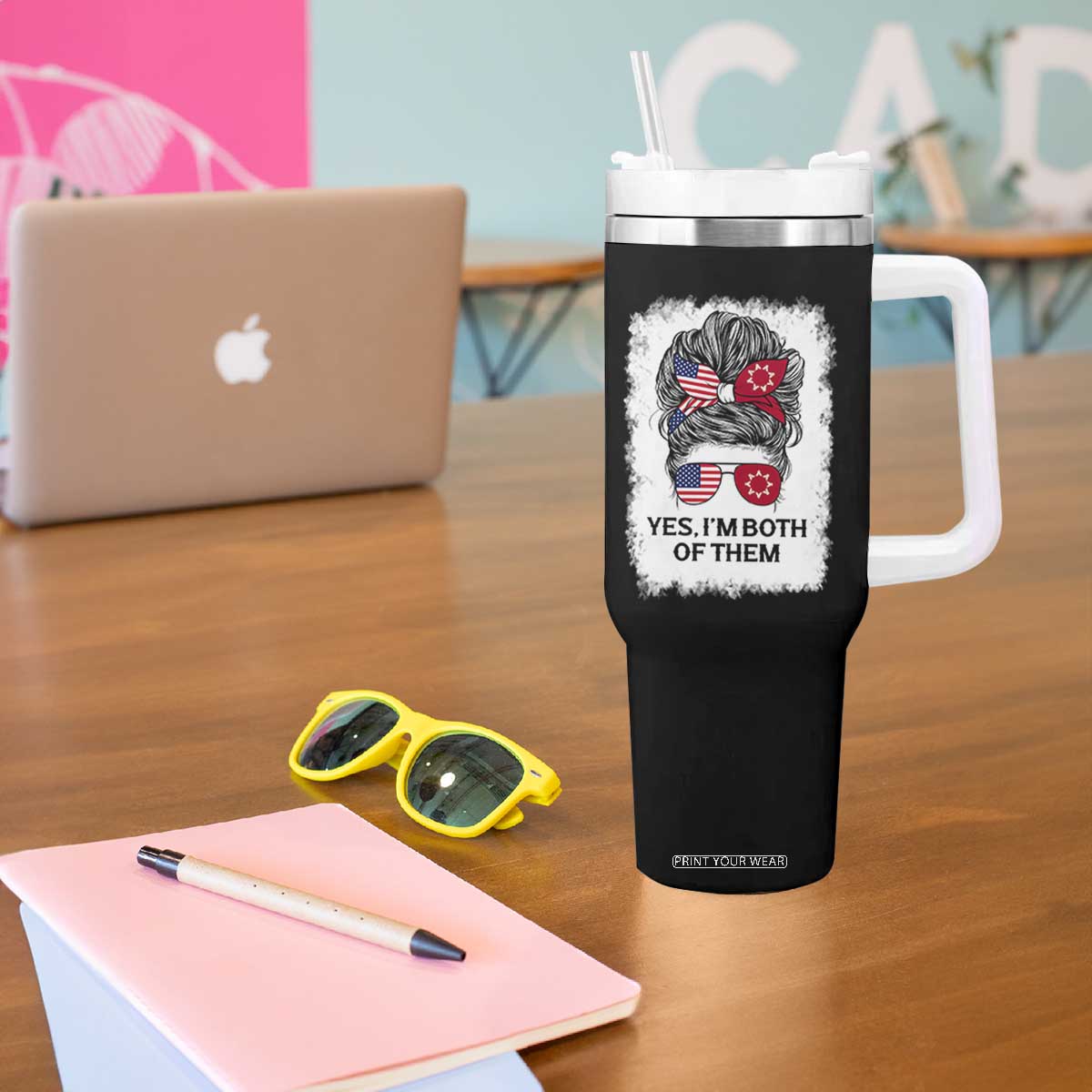 Lakota And American Pride Tumbler With Handle Im Both Of Them Oglala Native Heritage