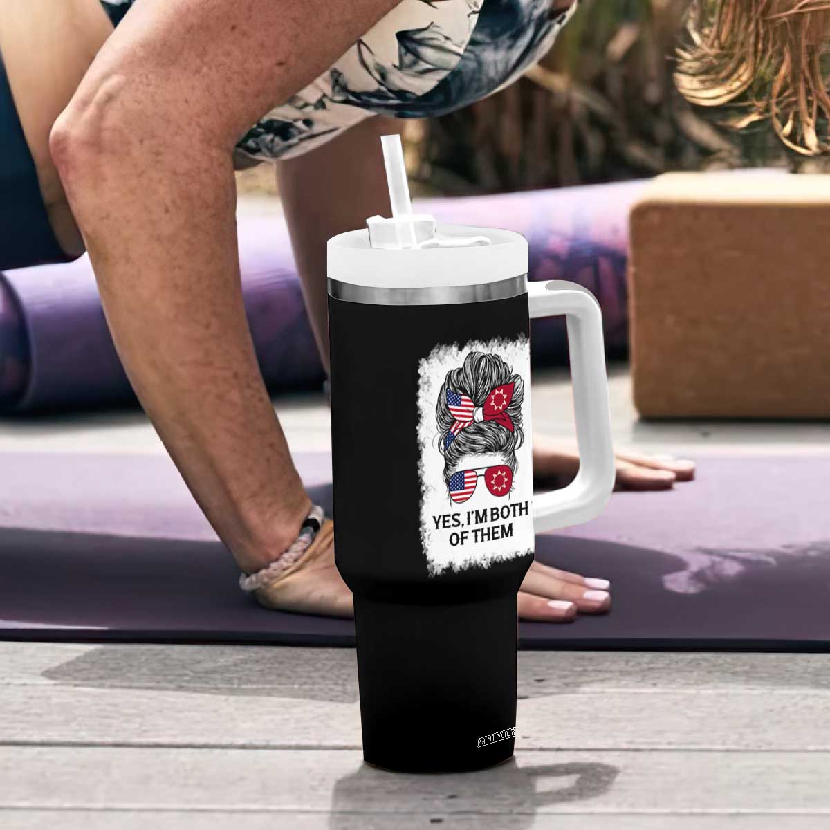 Lakota And American Pride Tumbler With Handle Im Both Of Them Oglala Native Heritage