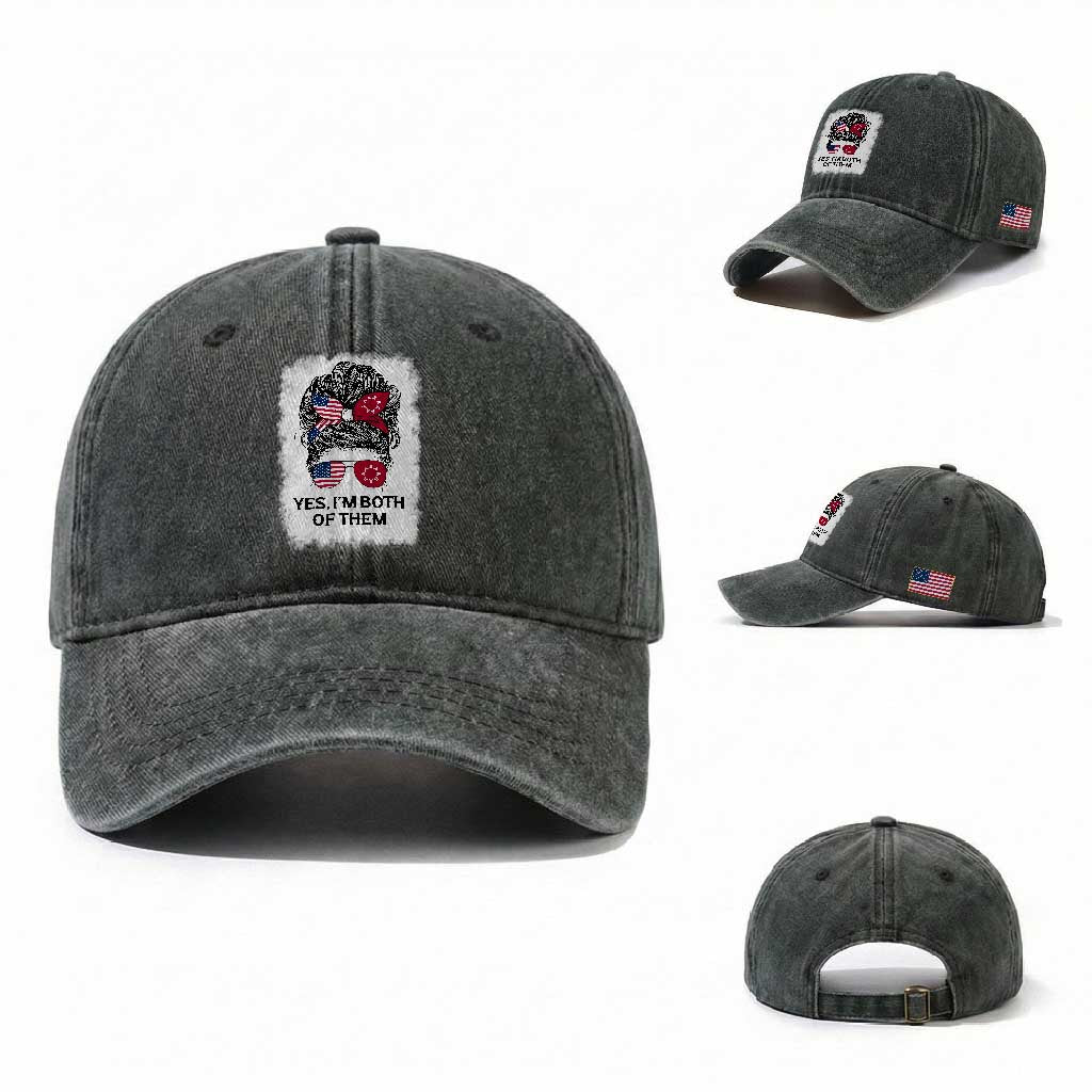 Lakota And American Pride Washed Cotton Baseball Cap Im Both Of Them Oglala Native Heritage