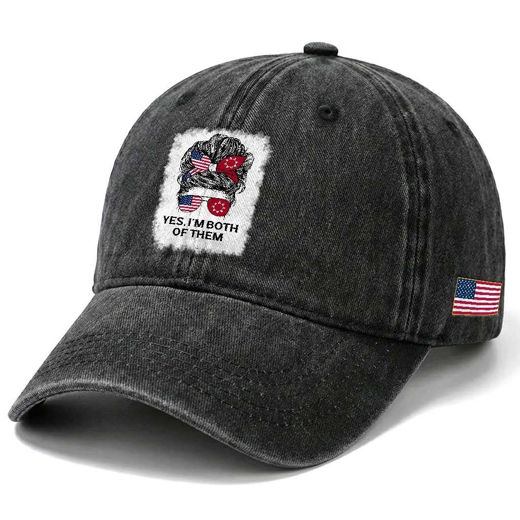 Lakota And American Pride Washed Cotton Baseball Cap Im Both Of Them Oglala Native Heritage