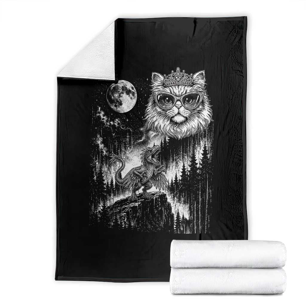 Vintage Geek Princess Cat Throw Blanket Full Moon Engraving Art Gift TS12 Black Print Your Wear