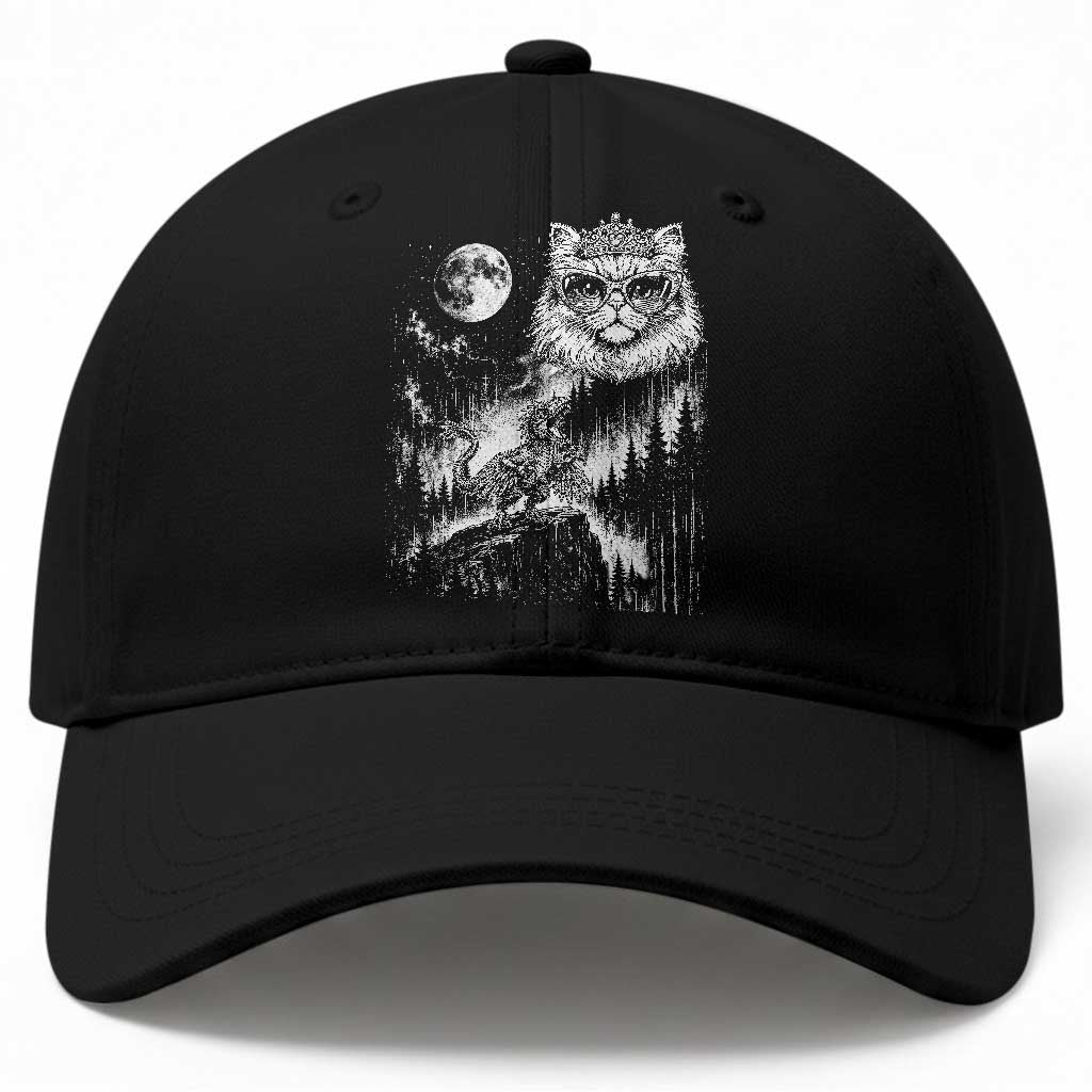 Vintage Geek Princess Cat Baseball Cap Full Moon Engraving Art Gift