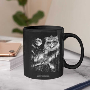 Vintage Geek Princess Cat Coffee Mug Full Moon Engraving Art Gift