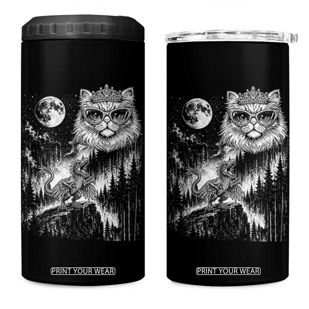 Vintage Geek Princess Cat 4 in 1 Can Cooler Tumbler Full Moon Engraving Art Gift TS12 One Size: 16 oz Black Print Your Wear