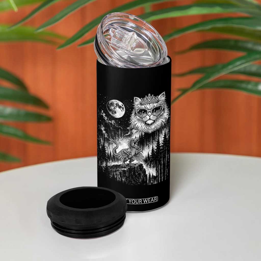 Vintage Geek Princess Cat 4 in 1 Can Cooler Tumbler Full Moon Engraving Art Gift