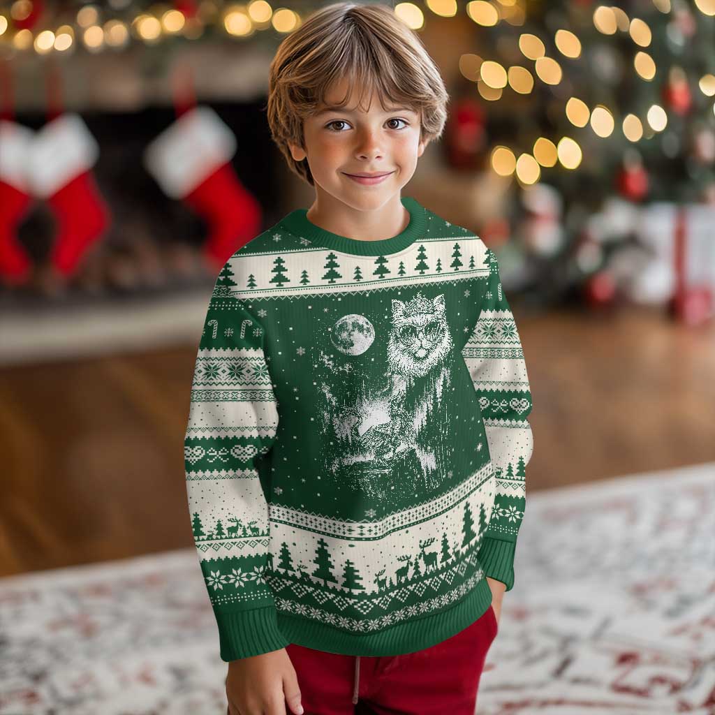 Vintage Geek Princess Cat Ugly Christmas Sweater Full Moon Engraving Art Gift