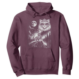 Vintage Geek Princess Cat Hoodie Full Moon Engraving Art Gift