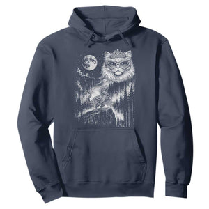 Vintage Geek Princess Cat Hoodie Full Moon Engraving Art Gift