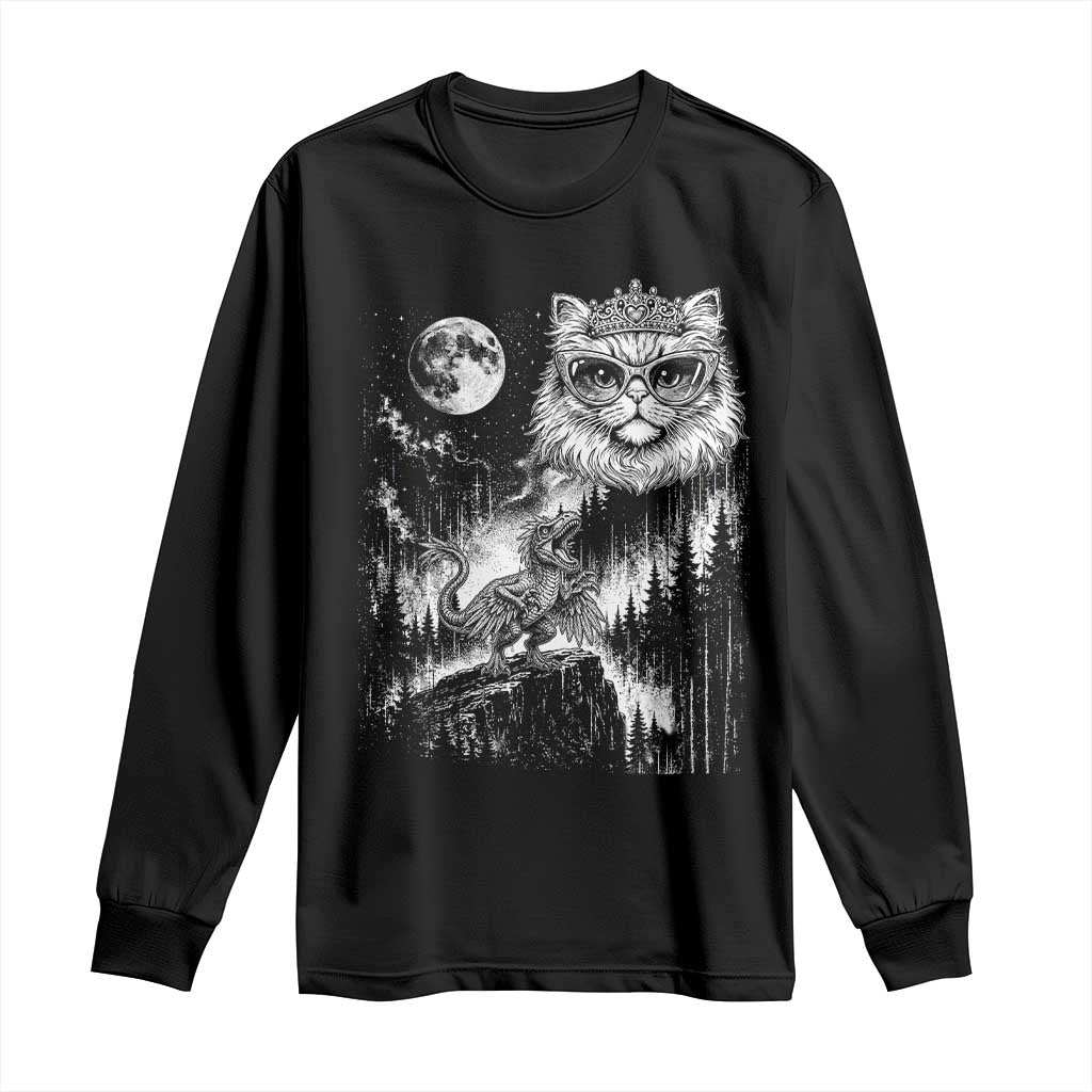 Vintage Geek Princess Cat Long Sleeve Shirt Full Moon Engraving Art Gift TS12 Black Print Your Wear
