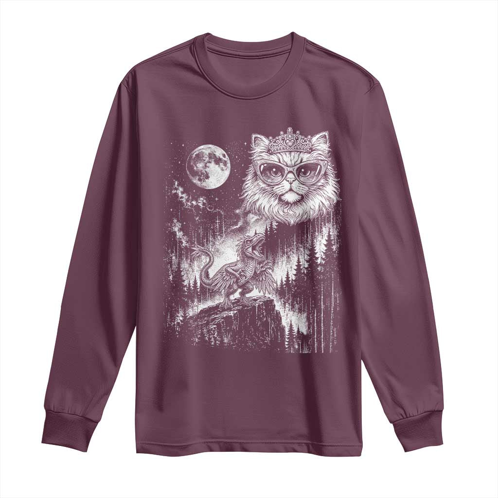 Vintage Geek Princess Cat Long Sleeve Shirt Full Moon Engraving Art Gift