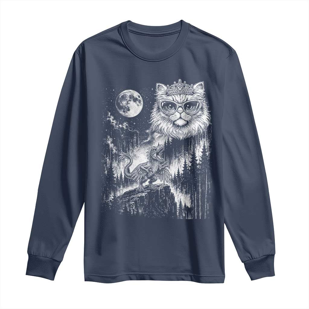 Vintage Geek Princess Cat Long Sleeve Shirt Full Moon Engraving Art Gift