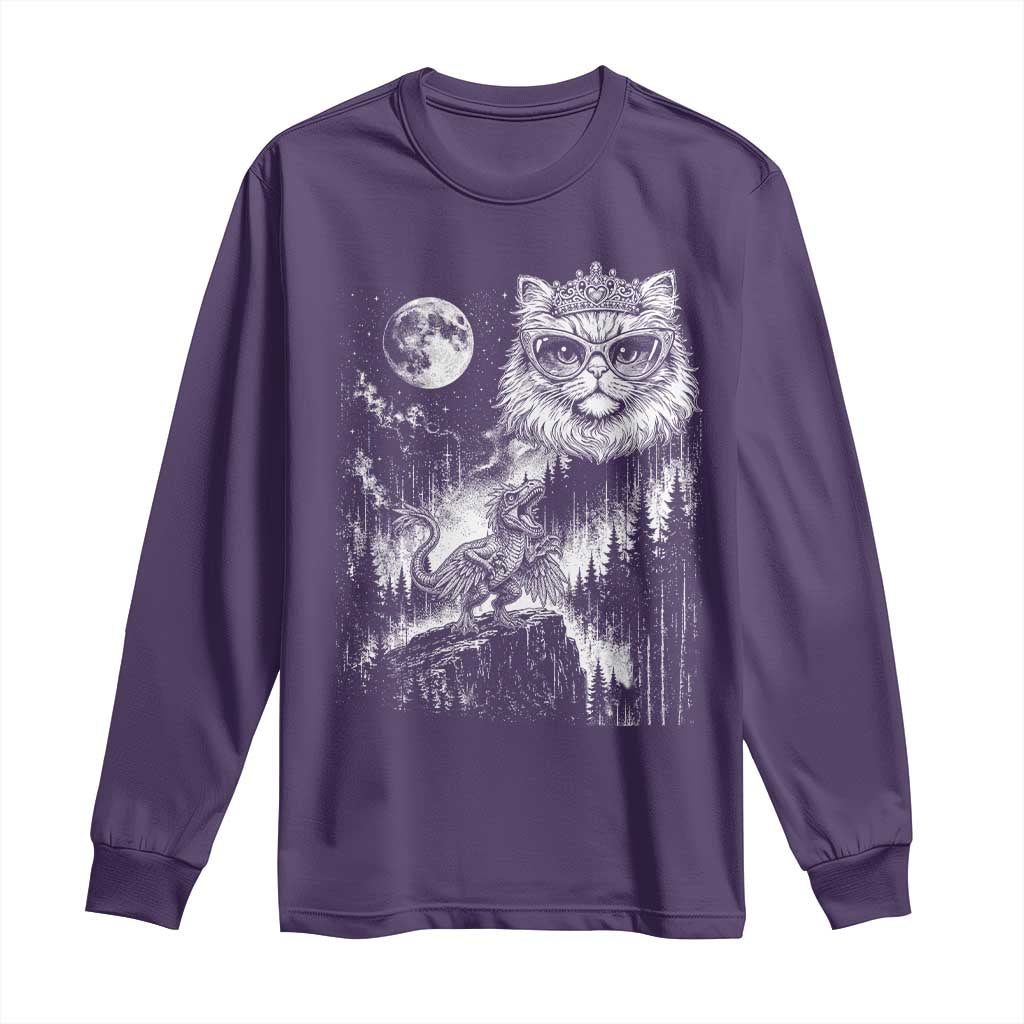 Vintage Geek Princess Cat Long Sleeve Shirt Full Moon Engraving Art Gift