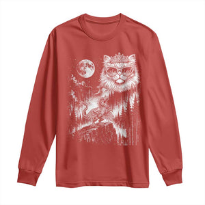Vintage Geek Princess Cat Long Sleeve Shirt Full Moon Engraving Art Gift
