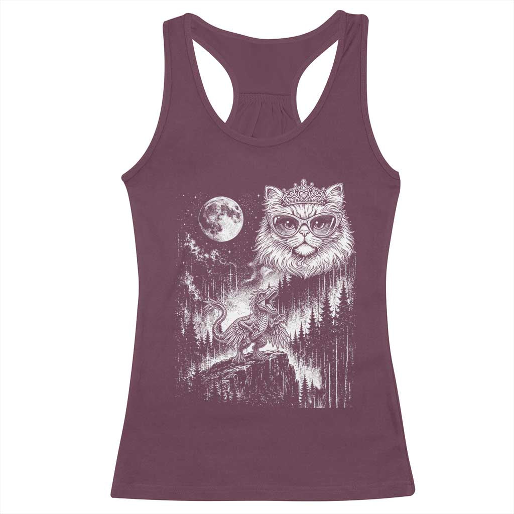 Vintage Geek Princess Cat Racerback Tank Top Full Moon Engraving Art Gift