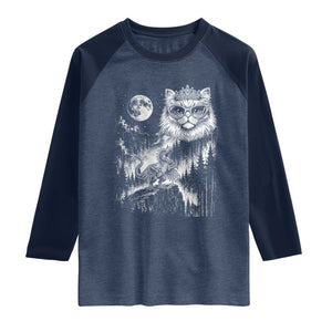 Vintage Geek Princess Cat Raglan Shirt Full Moon Engraving Art Gift