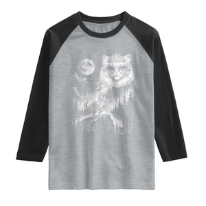 Vintage Geek Princess Cat Raglan Shirt Full Moon Engraving Art Gift