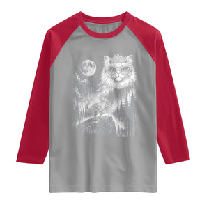 Vintage Geek Princess Cat Raglan Shirt Full Moon Engraving Art Gift