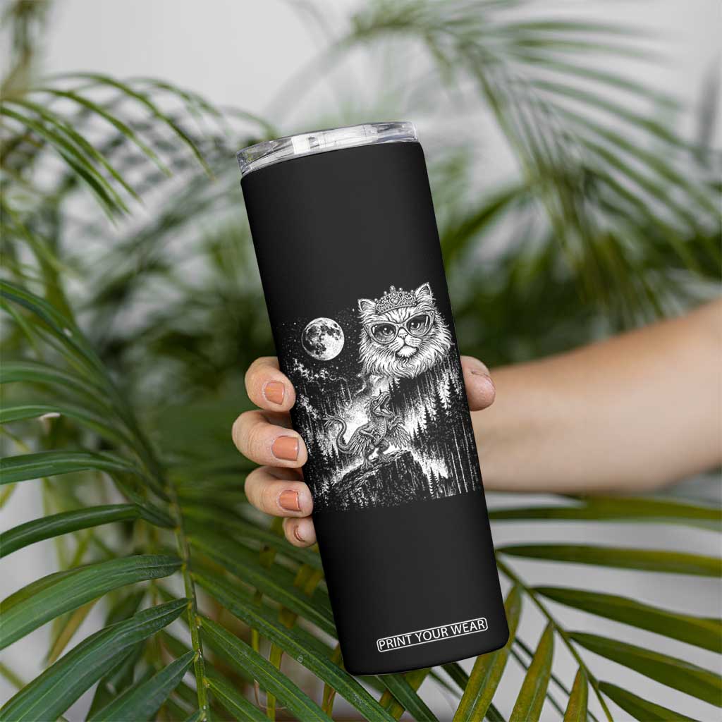 Vintage Geek Princess Cat Skinny Tumbler Full Moon Engraving Art Gift