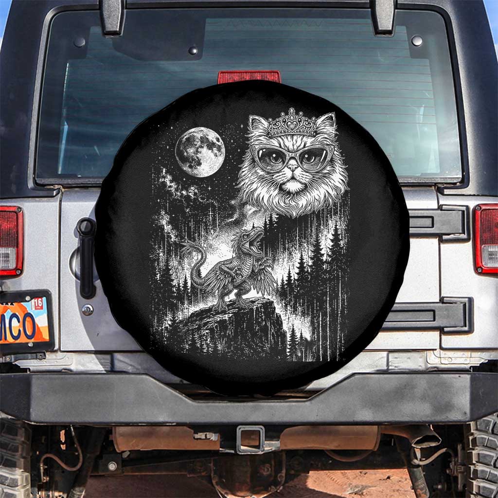 Vintage Geek Princess Cat Spare Tire Cover Full Moon Engraving Art Gift TS12 No hole Black Print Your Wear