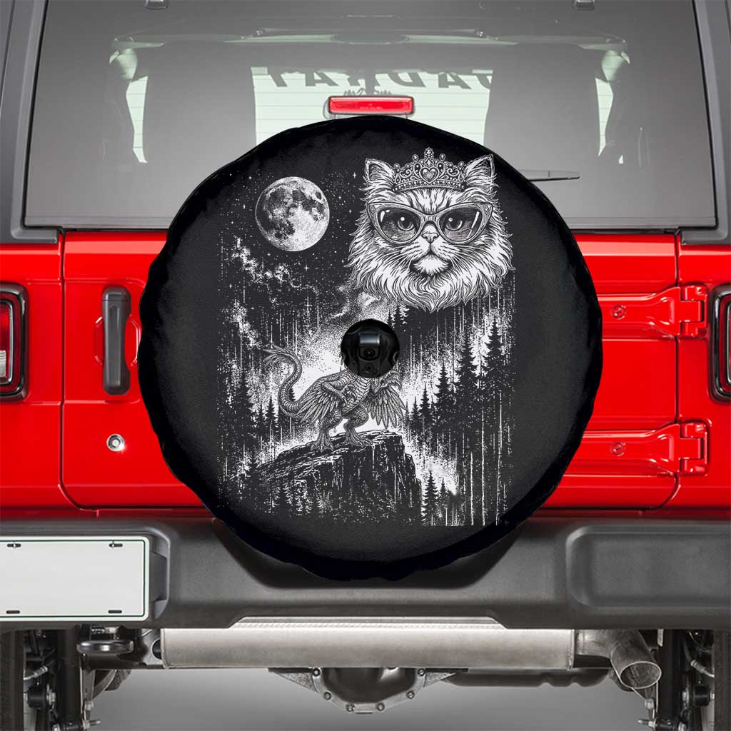 Vintage Geek Princess Cat Spare Tire Cover Full Moon Engraving Art Gift