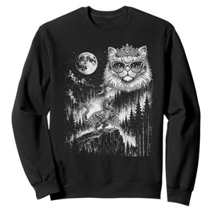 Vintage Geek Princess Cat Sweatshirt Full Moon Engraving Art Gift