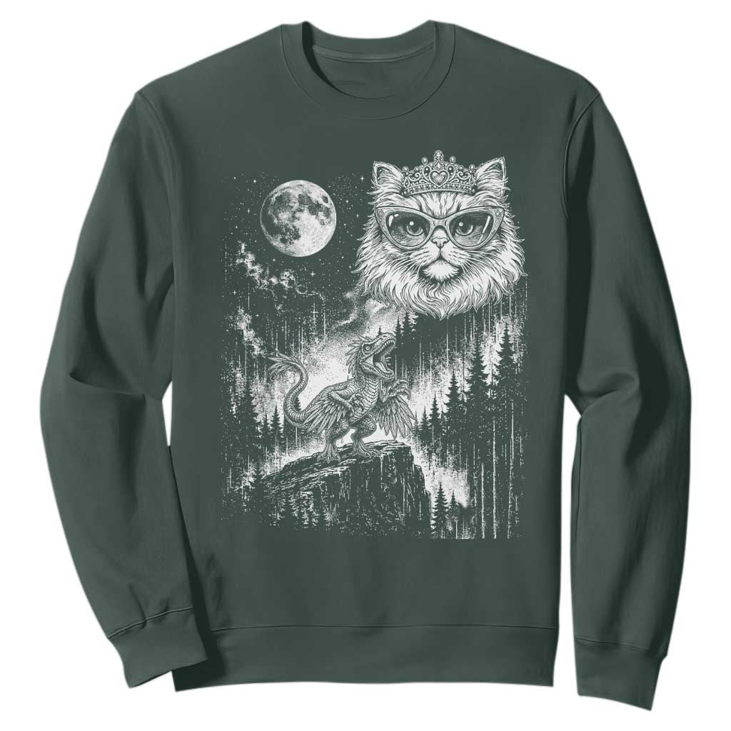 Vintage Geek Princess Cat Sweatshirt Full Moon Engraving Art Gift