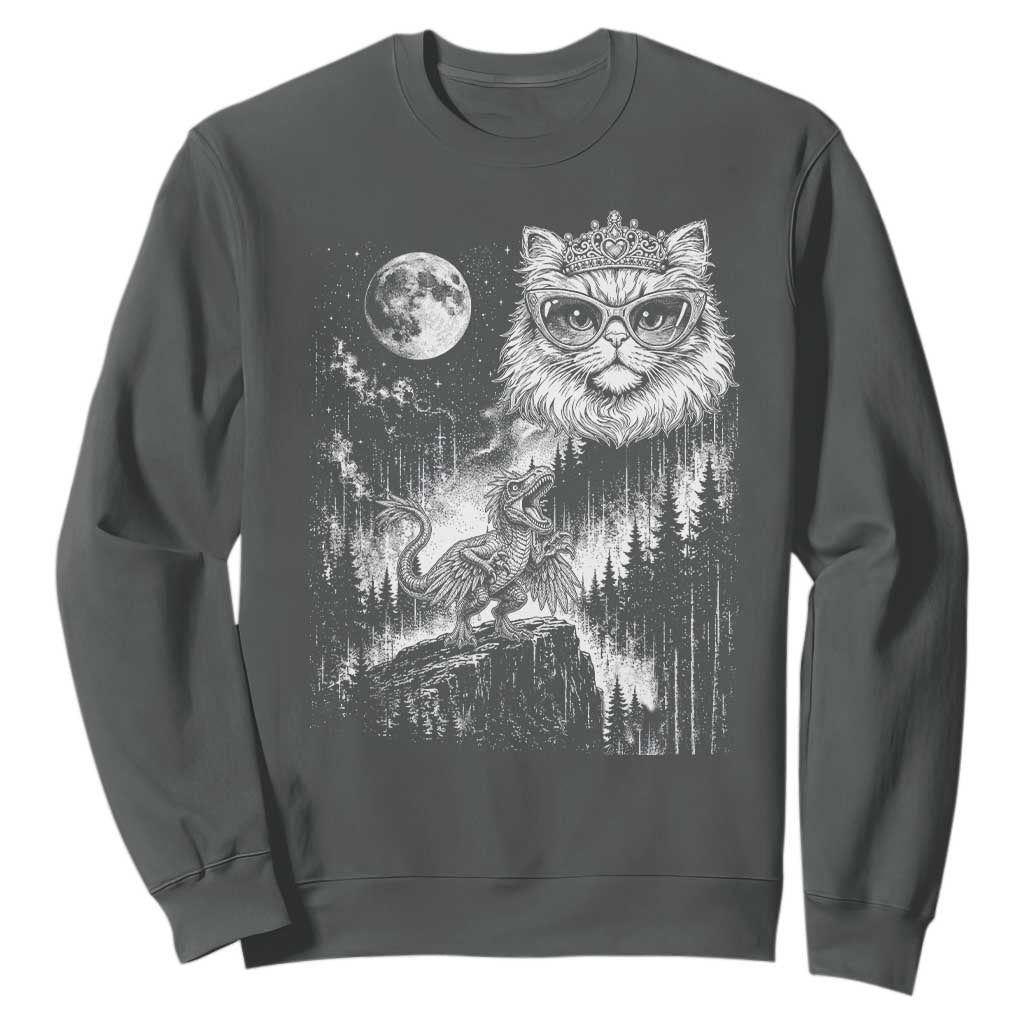Vintage Geek Princess Cat Sweatshirt Full Moon Engraving Art Gift