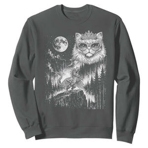 Vintage Geek Princess Cat Sweatshirt Full Moon Engraving Art Gift