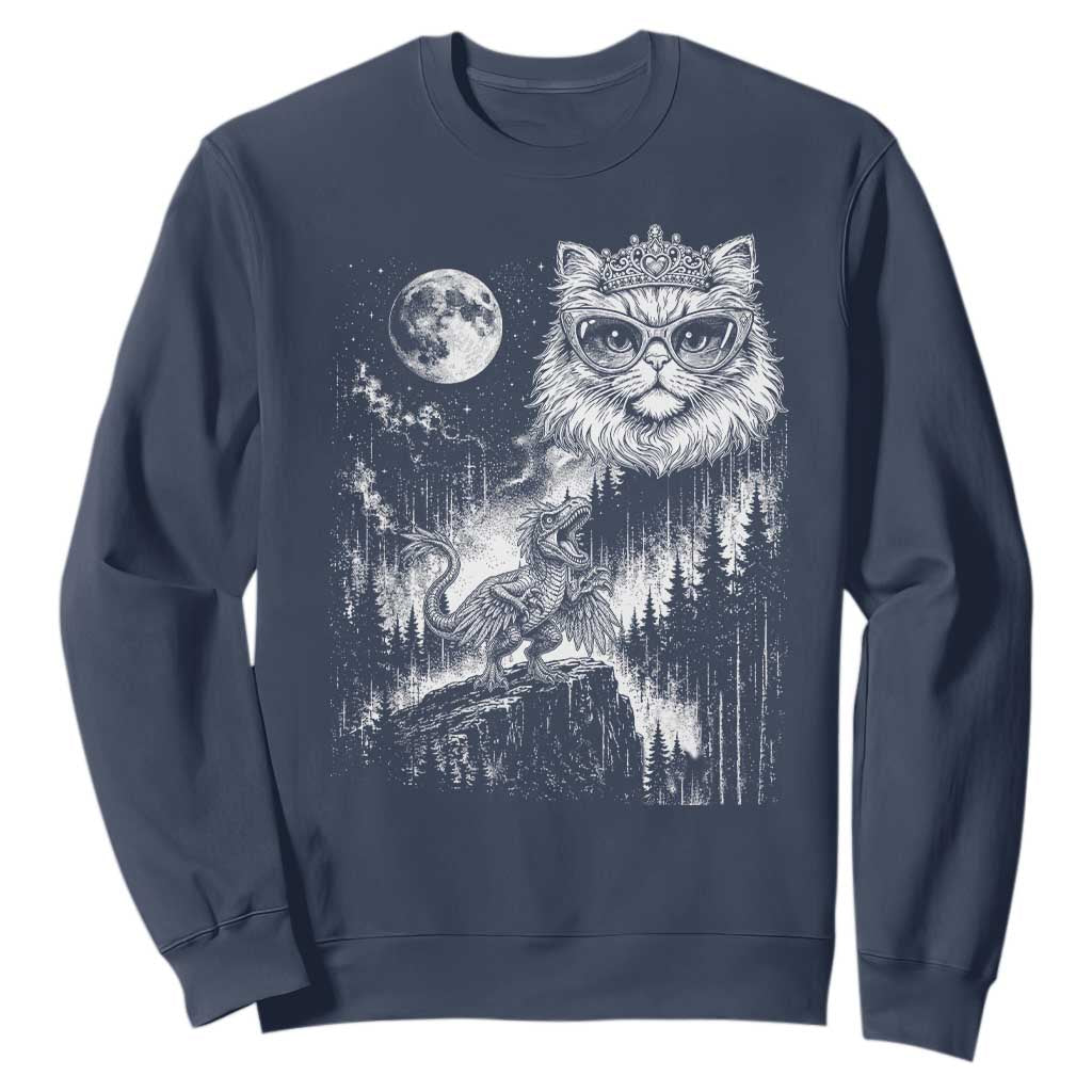 Vintage Geek Princess Cat Sweatshirt Full Moon Engraving Art Gift