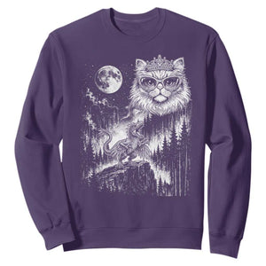 Vintage Geek Princess Cat Sweatshirt Full Moon Engraving Art Gift