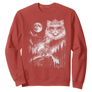 Vintage Geek Princess Cat Sweatshirt Full Moon Engraving Art Gift