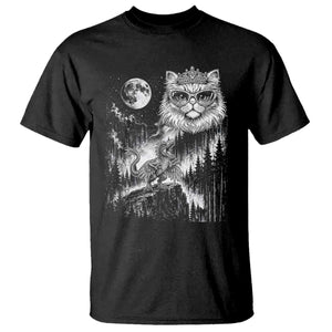 Vintage Geek Princess Cat T Shirt Full Moon Engraving Art Gift