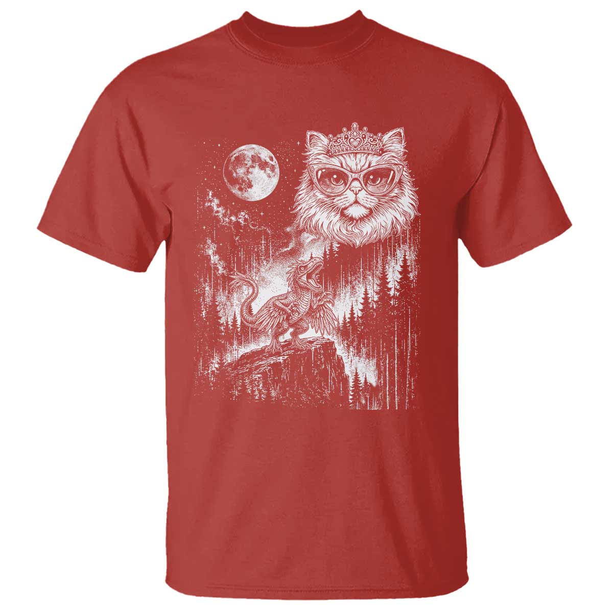 Vintage Geek Princess Cat T Shirt Full Moon Engraving Art Gift