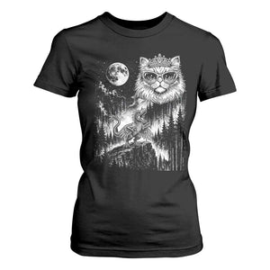 Vintage Geek Princess Cat T Shirt For Women Full Moon Engraving Art Gift