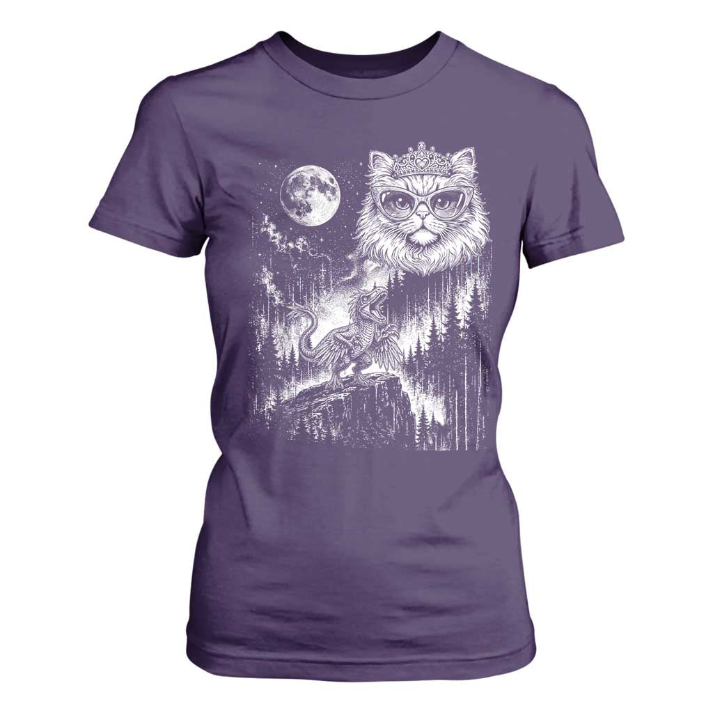 Vintage Geek Princess Cat T Shirt For Women Full Moon Engraving Art Gift