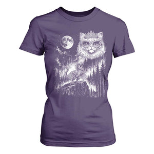 Vintage Geek Princess Cat T Shirt For Women Full Moon Engraving Art Gift