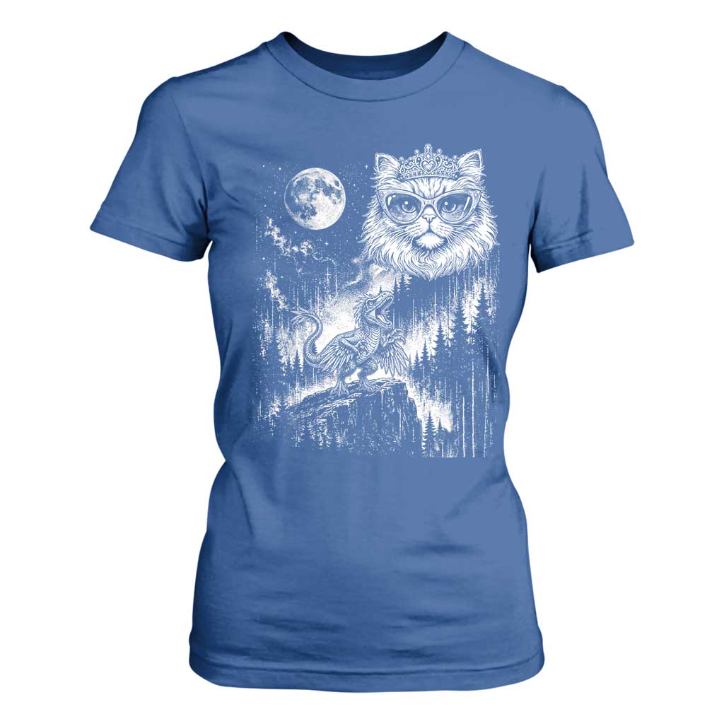 Vintage Geek Princess Cat T Shirt For Women Full Moon Engraving Art Gift