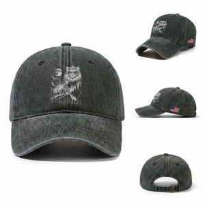Vintage Geek Princess Cat Washed Cotton Baseball Cap Full Moon Engraving Art Gift