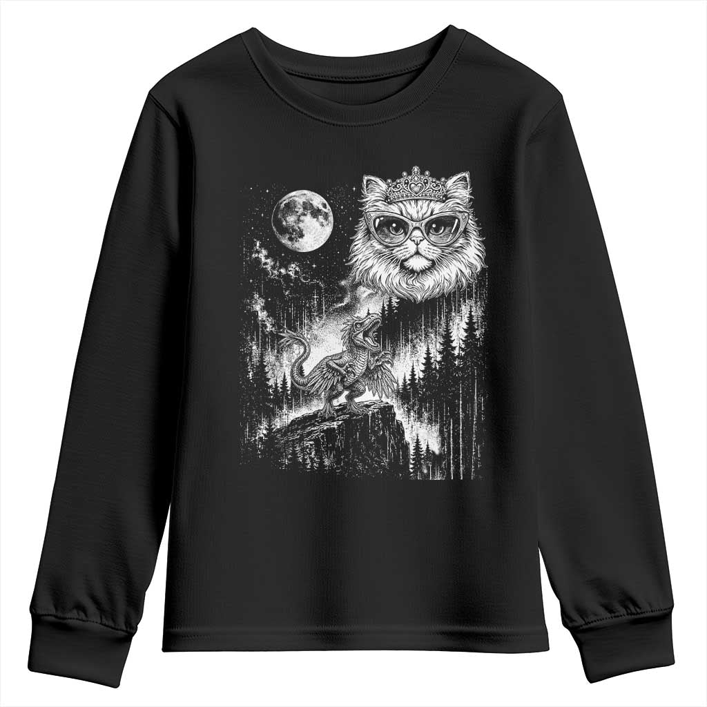 Vintage Geek Princess Cat Youth Sweatshirt Full Moon Engraving Art Gift TS12 Black Print Your Wear