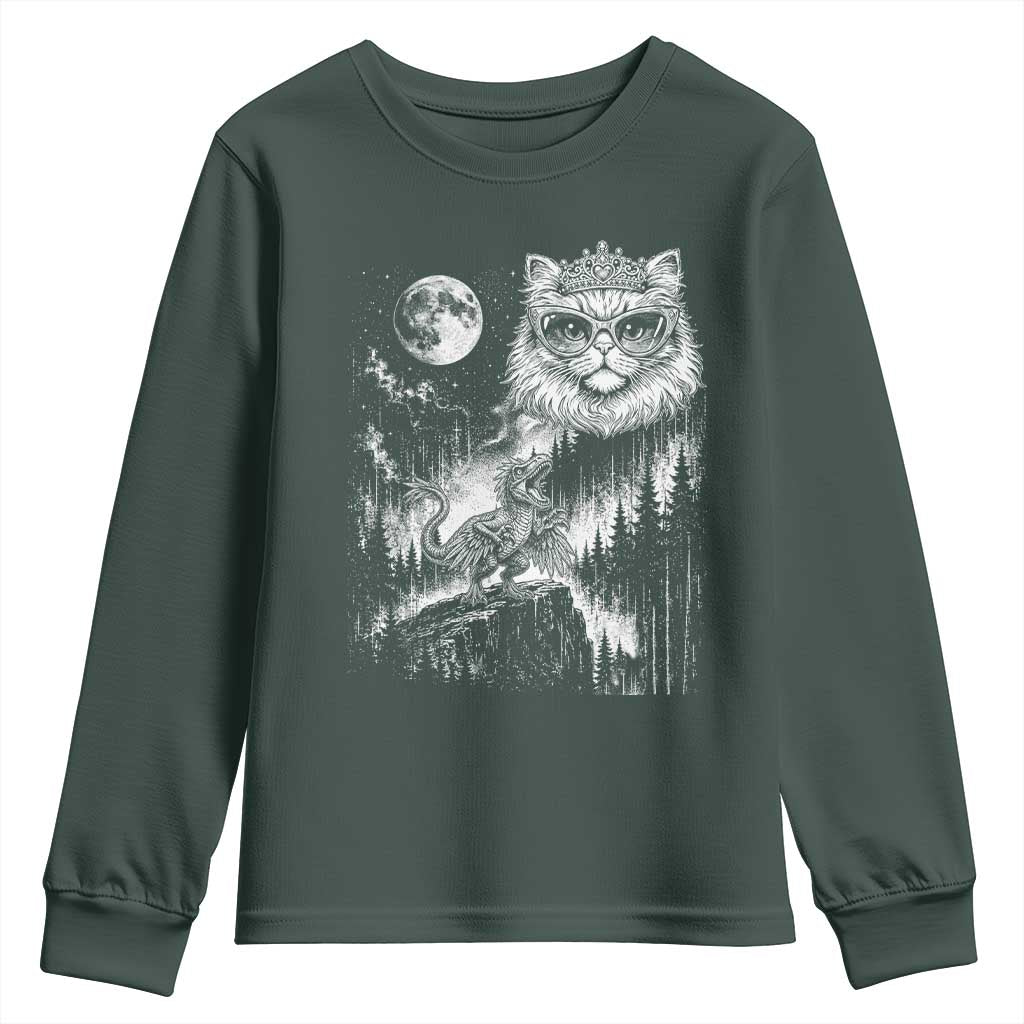 Vintage Geek Princess Cat Youth Sweatshirt Full Moon Engraving Art Gift