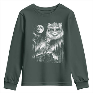 Vintage Geek Princess Cat Youth Sweatshirt Full Moon Engraving Art Gift
