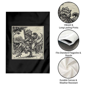 Cool Royal Cat Riding Dinosaur Garden Flag Rock N Roll Engraving Graphic Art