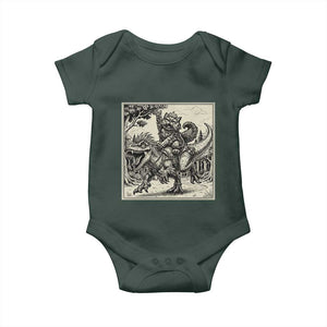 Cool Royal Cat Riding Dinosaur Baby Onesie Rock N Roll Engraving Graphic Art