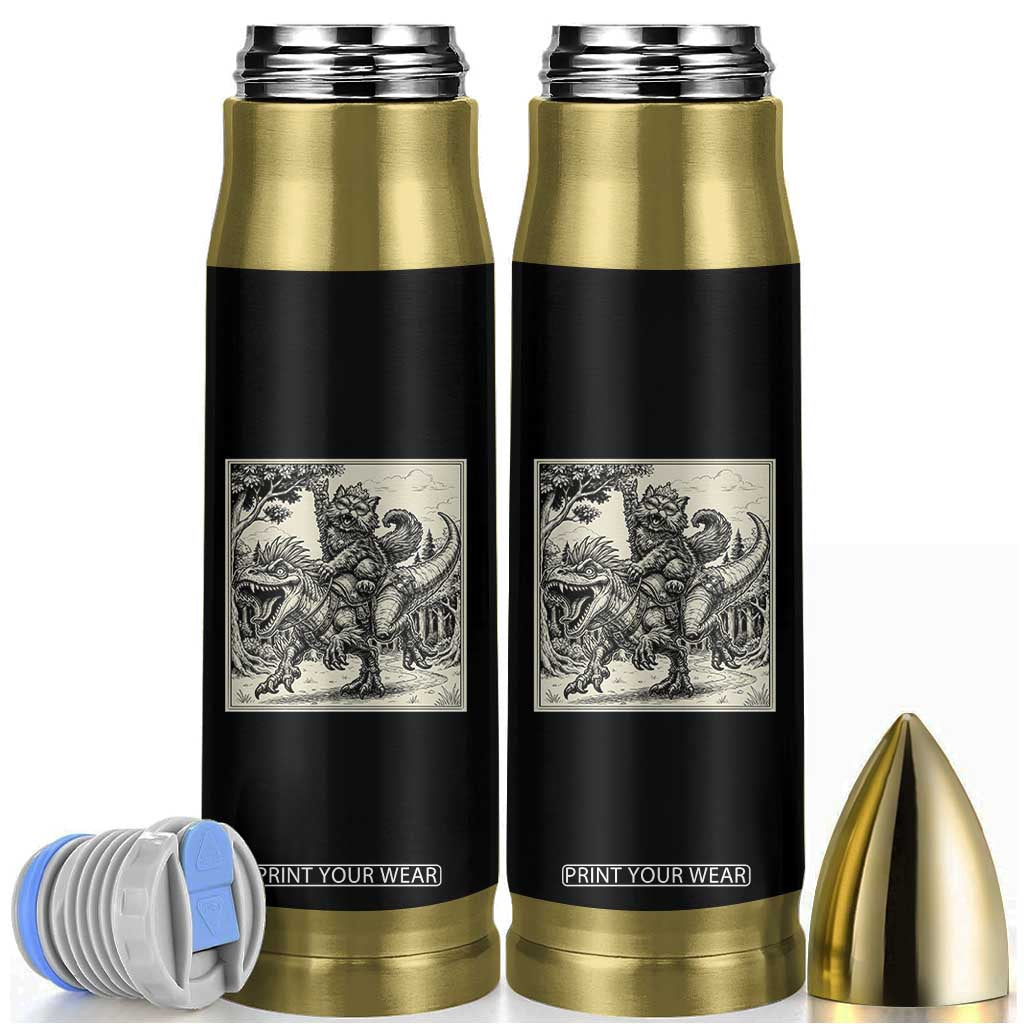 Cool Royal Cat Riding Dinosaur Bullet Tumbler Rock N Roll Engraving Graphic Art
