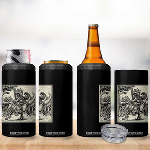 Cool Royal Cat Riding Dinosaur 4 in 1 Can Cooler Tumbler Rock N Roll Engraving Graphic Art
