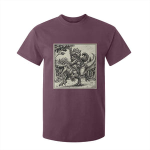 Cool Royal Cat Riding Dinosaur T Shirt For Kid Rock N Roll Engraving Graphic Art