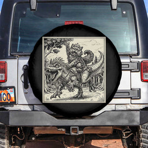 Cool Royal Cat Riding Dinosaur Spare Tire Cover Rock N Roll Engraving Graphic Art