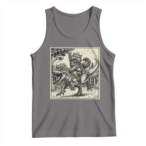 Cool Royal Cat Riding Dinosaur Tank Top Rock N Roll Engraving Graphic Art